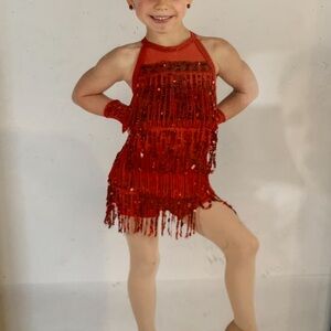 Weissman Red Sequin Fringe Dance Costume for Kids